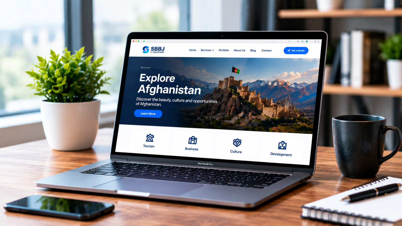 Website Designing Company in Afghanistan - Modern Business Website Preview on Laptop
