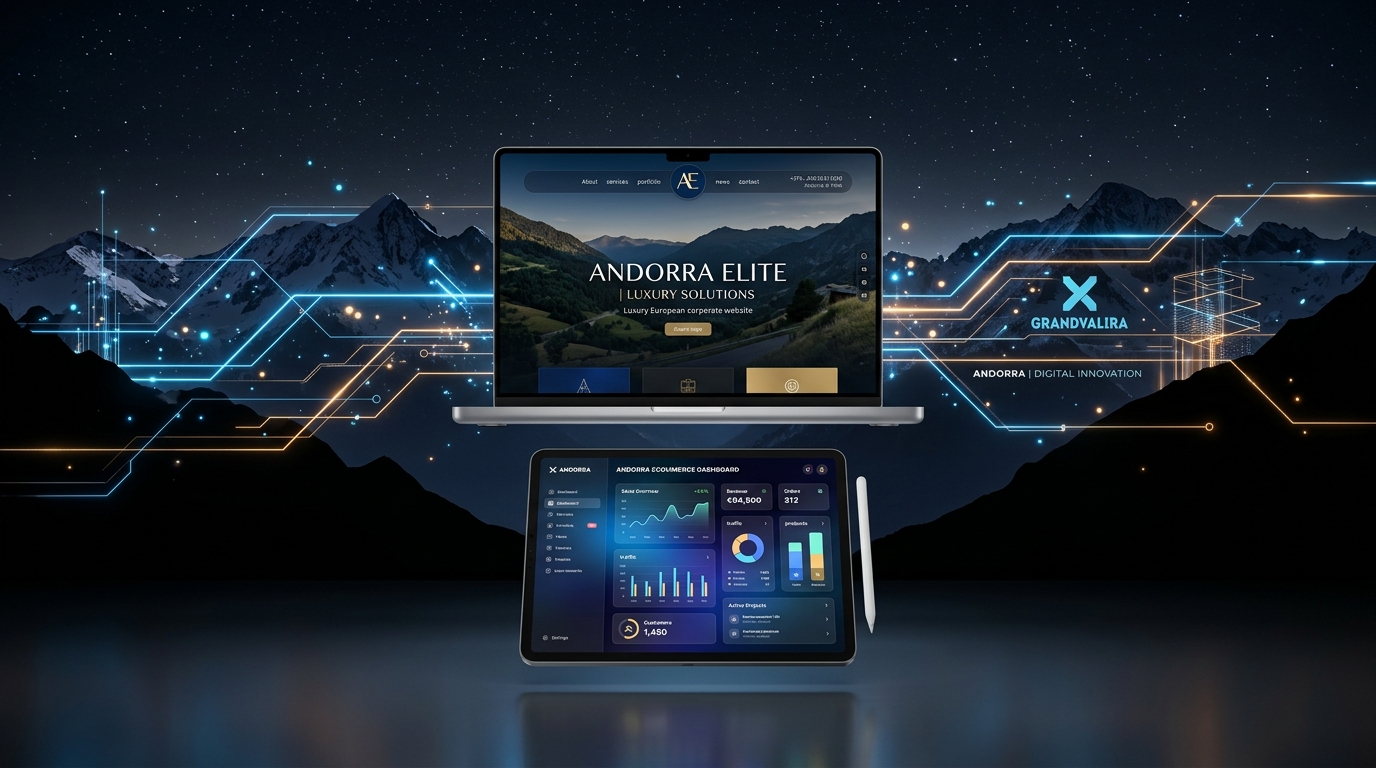 Andorra Website Designing Solutions - Modern Dashboard and Tech Architecture